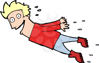 Royalty Free Clipart Image of a Drenched Man Flying
