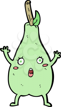 Royalty Free Clipart Image of a Frightened Pear