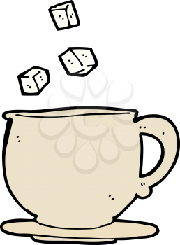 Royalty Free Clipart Image of a Tea Cup with Sugar Cubes