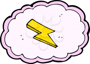 Royalty Free Clipart Image of a Cloud and Lightening Bolt