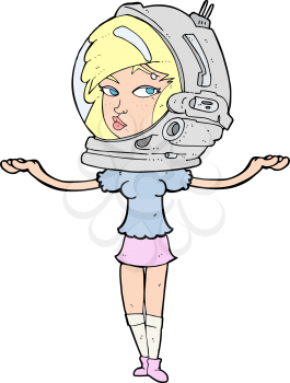 Royalty Free Clipart Image of a Woman Wearing a Space Helmet