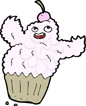 Royalty Free Clipart Image of a Cupcake Monster