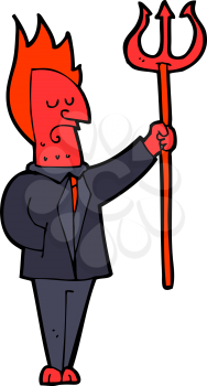 Royalty Free Clipart Image of a Devil with Pitchfork