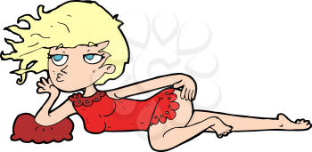 Royalty Free Clipart Image of a Woman in a Sexy Pose