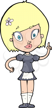 Royalty Free Clipart Image of a Maid Pointing Up