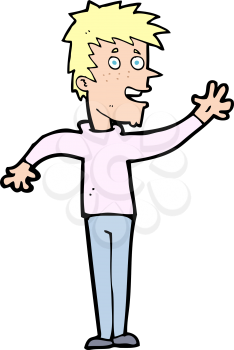 Royalty Free Clipart Image of a Happy Boy Waving
