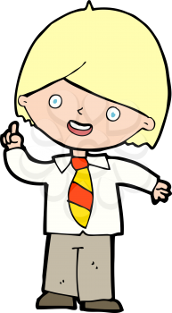 Royalty Free Clipart Image of a Schoolboy Pointing Up