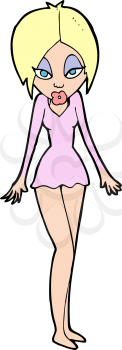 Royalty Free Clipart Image of a Woman in a Short Dress