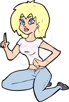 Royalty Free Clipart Image of a Woman Pointing Up