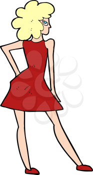 Royalty Free Clipart Image of a Woman Posing in a Dress