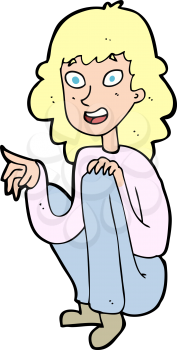 Royalty Free Clipart Image of a Woman Sitting and Pointing