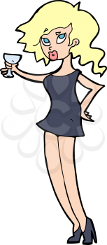 Royalty Free Clipart Image of a Girl Holding a Glass
