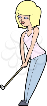 Royalty Free Clipart Image of a Woman Playing  Golf