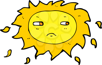 Royalty Free Clipart Image of a Sad Sun