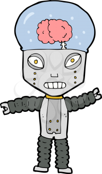 Royalty Free Clipart Image of a Robot with a Visible Brain
