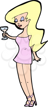 Royalty Free Clipart Image of a Woman Holding a Wine Glass