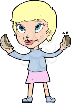 Royalty Free Clipart Image of a Girl Eating