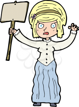 Royalty Free Clipart Image of a Victorian Woman Protesting