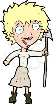 Royalty Free Clipart Image of a Woman with a Spear