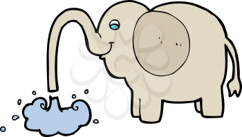 Royalty Free Clipart Image of an Elephant Squirting Water