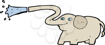 Royalty Free Clipart Image of an Elephant Squirting Water