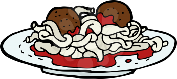 Royalty Free Clipart Image of a Plate of Spaghetti