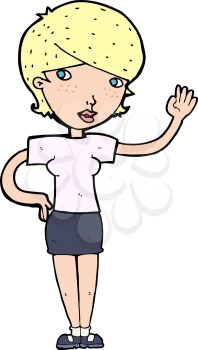 Royalty Free Clipart Image of a Waving Woman
