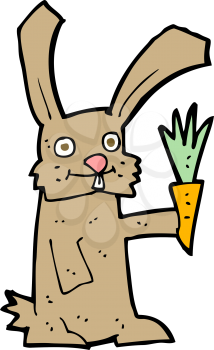 Royalty Free Clipart Image of a Rabbit with a Carrot