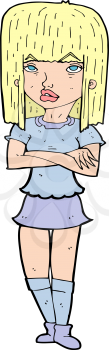 Royalty Free Clipart Image of a Girl with Crossed Arms