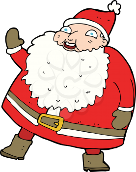 Royalty Free Clipart Image of a Waving Santa Claus