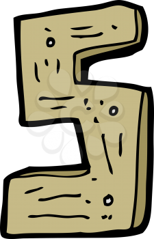 Royalty Free Clipart Image of a Wooden Number Five