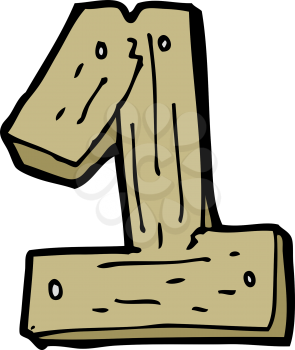 Royalty Free Clipart Image of a Wooden Number One