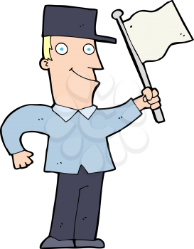 Royalty Free Clipart Image of a Man with a Flag