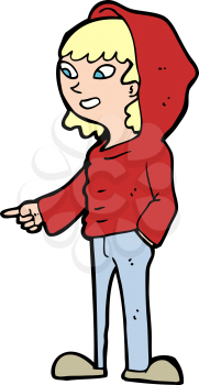Royalty Free Clipart Image of a Girl in a Hooded Sweatshirt