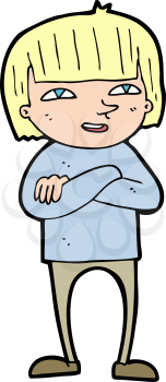 Royalty Free Clipart Image of a Boy with Crossed Arms