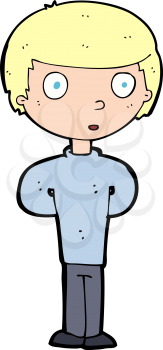 Royalty Free Clipart Image of a Boy with Arms Behind His Back