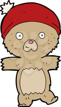 Royalty Free Clipart Image of a Teddy Bear Wearing a Hat