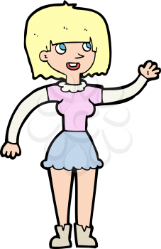 Royalty Free Clipart Image of a Girl Waving 