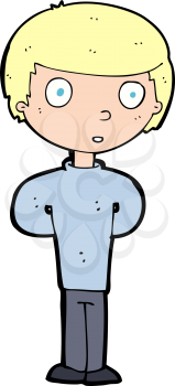 Royalty Free Clipart Image of a Boy with Hands Behind Back
