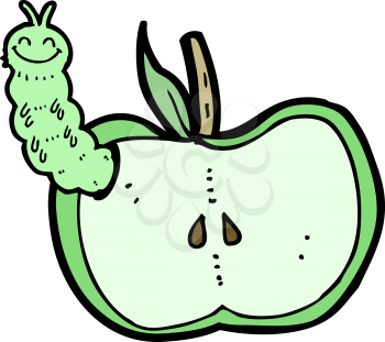 Royalty Free Clipart Image of a Caterpillar in an Apple