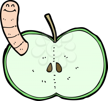 Royalty Free Clipart Image of a Worm in an Apple