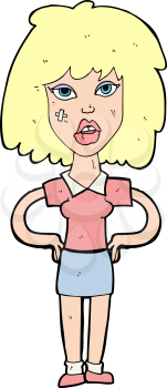 Royalty Free Clipart Image of a Woman with a Cut