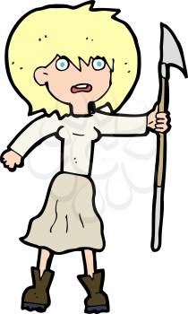 Royalty Free Clipart Image of a Woman With a Harpoon