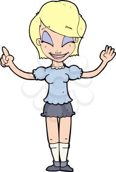 Royalty Free Clipart Image of a Girl Pointing Up