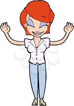 Royalty Free Clipart Image of a Woman With Hands Up