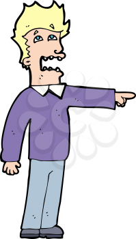 Royalty Free Clipart Image of a Frightened Man Pointing