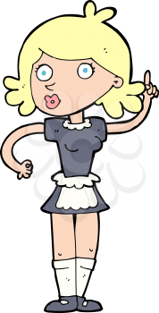 Royalty Free Clipart Image of a Maid Pointing Up