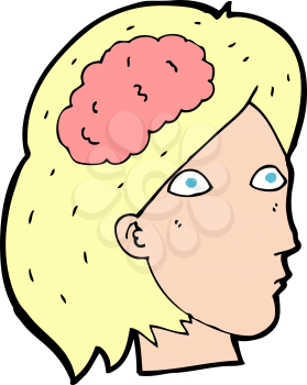 Royalty Free Clipart Image of a Female Head with Brain Symbol