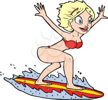 Royalty Free Clipart Image of a Woman Surfing