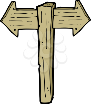 Royalty Free Clipart Image of a Direction Sign Post